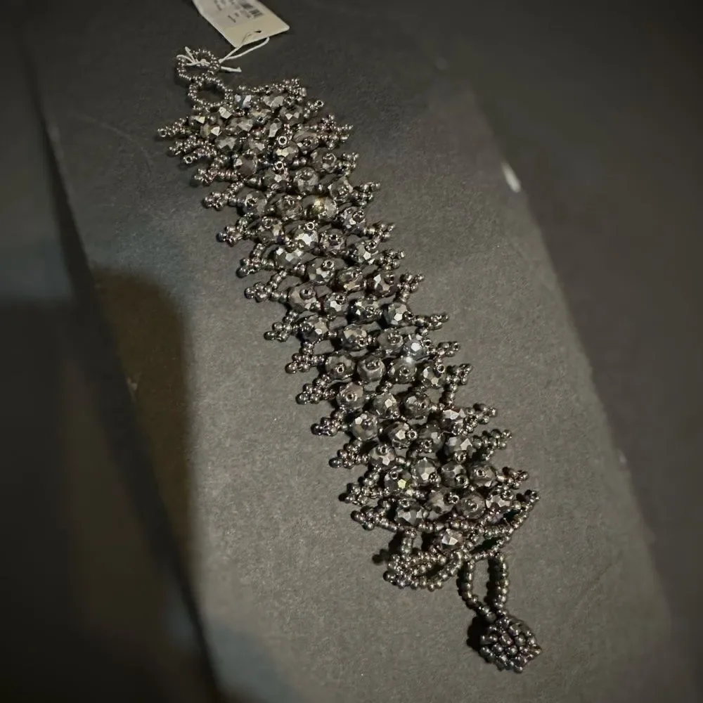 Amrita Singh Black Crystal Beaded Bracelet